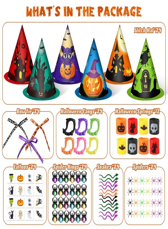 ShyLizard 234 PCS Halloween Party Favors for Kids,24 Pack Witch Hat Shaped Goodie bag Stuffers with Non-Candy Trick Or Treat Toys Bulk,Goodie Bags Basket Stuffers,Classroom Favors Gifts for Boys Girls - Image 2